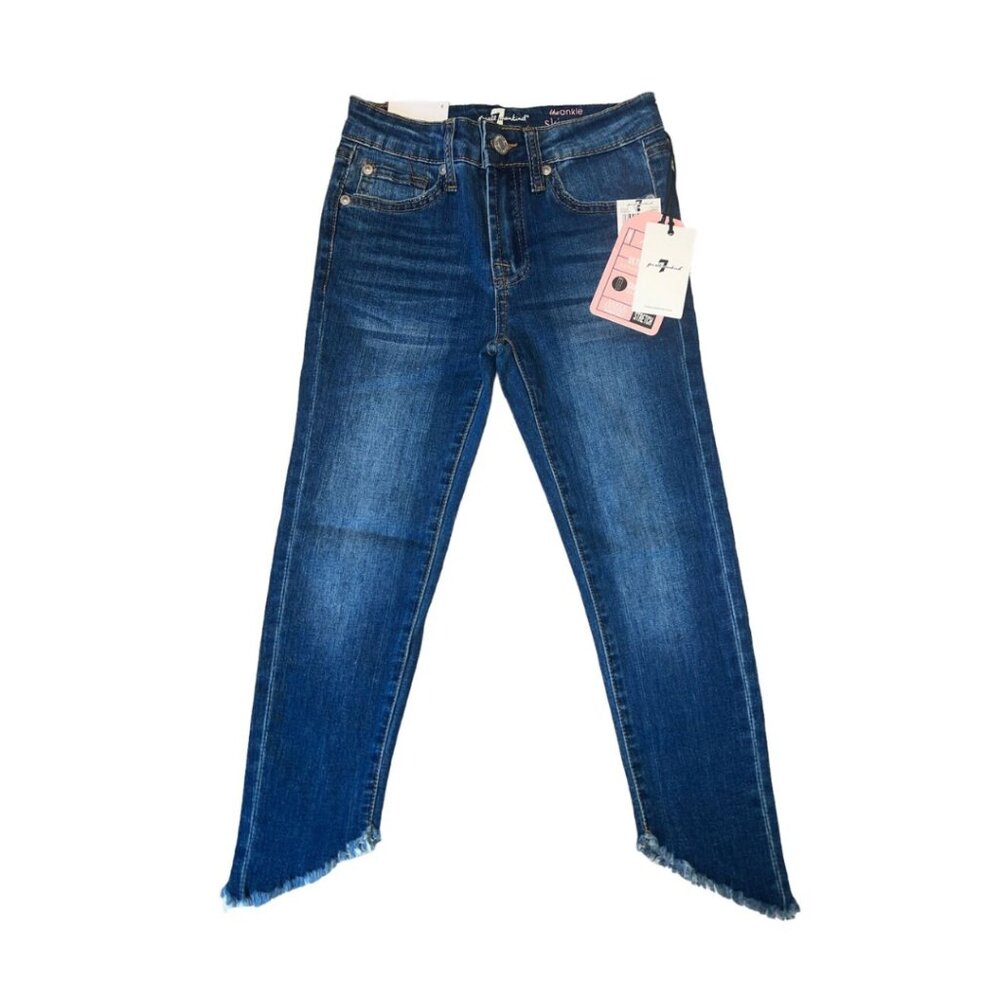 NWT 7 For All Mankind Girls Ultra Flex Ankle‎ Skinny Jeans Frayed Hem